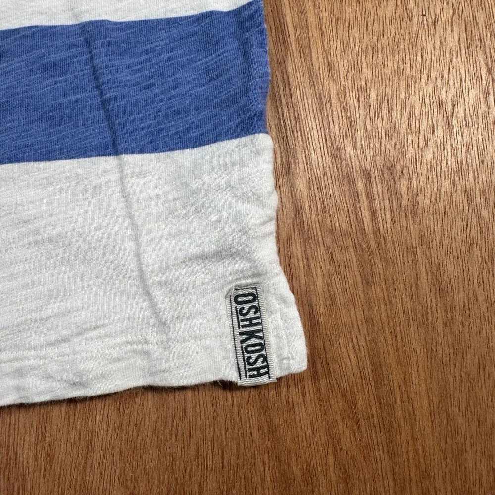 OshKosh B'gosh Polo Shirt Boys Size 6 White Striped Short Sleeve Cotton Slub